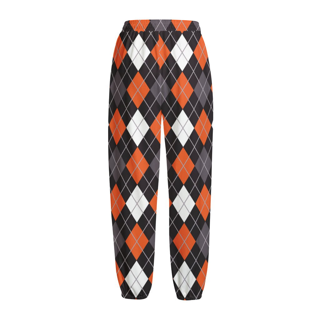 Halloween Argyle Pattern Print Fleece Lined Knit Pants