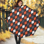 Halloween Argyle Pattern Print Foldable Umbrella