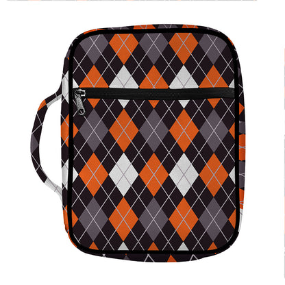 Halloween Argyle Pattern Print Front Pocket Bible Bag