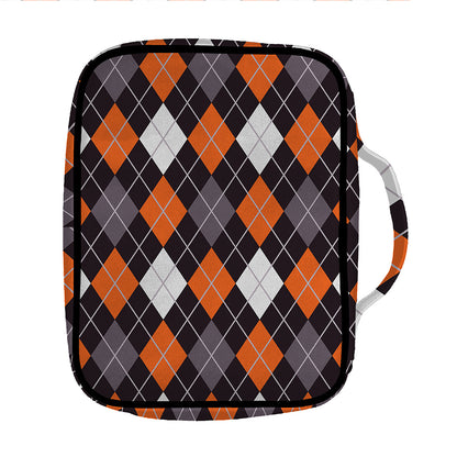 Halloween Argyle Pattern Print Front Pocket Bible Bag
