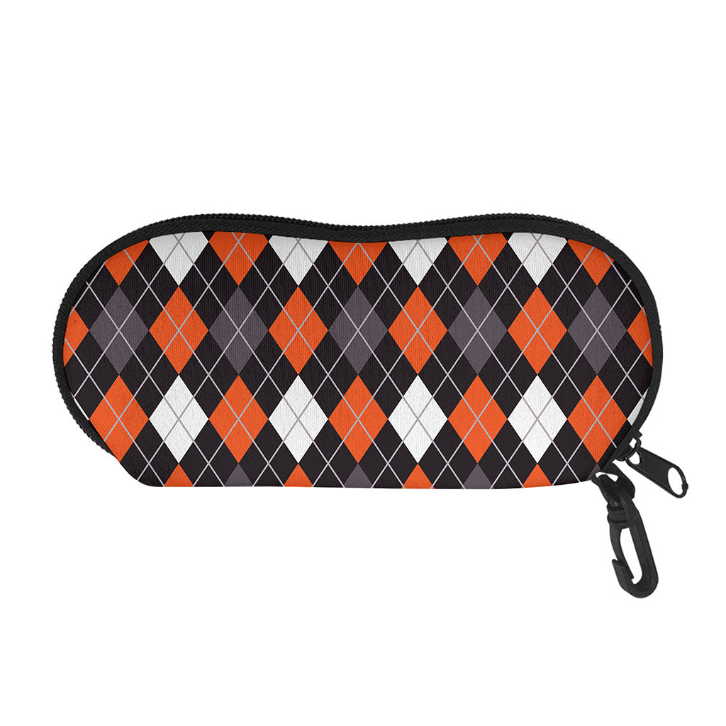 Halloween Argyle Pattern Print Glasses Case