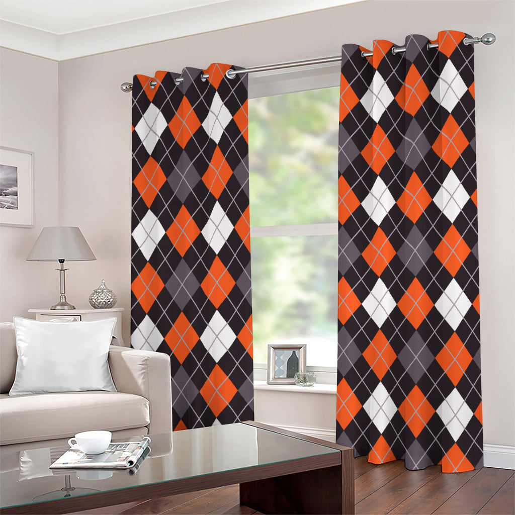 Halloween Argyle Pattern Print Grommet Curtains