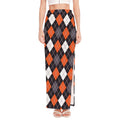 Halloween Argyle Pattern Print High Slit Maxi Skirt