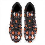 Halloween Argyle Pattern Print High Top Leather Sneakers