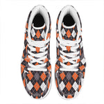 Halloween Argyle Pattern Print High Top Leather Sneakers