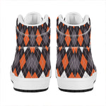 Halloween Argyle Pattern Print High Top Leather Sneakers