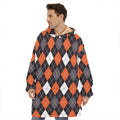 Halloween Argyle Pattern Print Hoodie Blanket