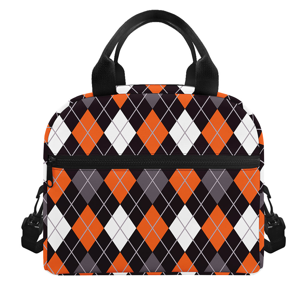 Halloween Argyle Pattern Print Insulated Lunch Bag