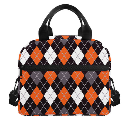 Halloween Argyle Pattern Print Insulated Lunch Bag