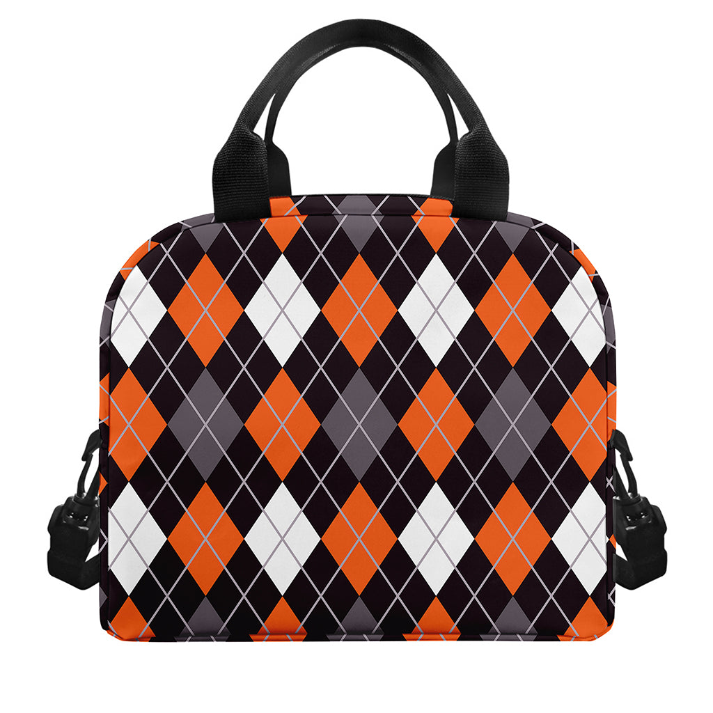 Halloween Argyle Pattern Print Insulated Lunch Bag