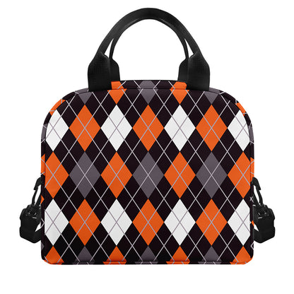 Halloween Argyle Pattern Print Insulated Lunch Bag