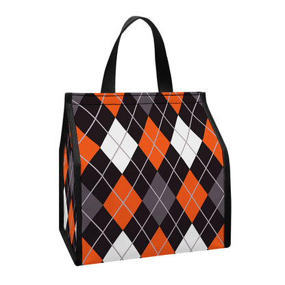 Halloween Argyle Pattern Print Insulated Lunch Tote
