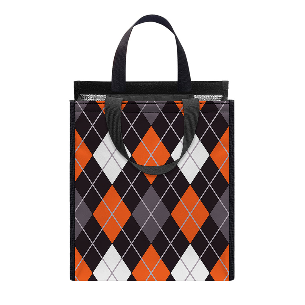 Halloween Argyle Pattern Print Insulated Lunch Tote
