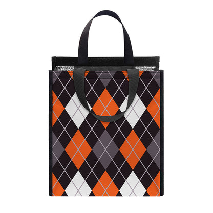 Halloween Argyle Pattern Print Insulated Lunch Tote
