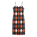 Halloween Argyle Pattern Print Jersey Midi Cami Dress