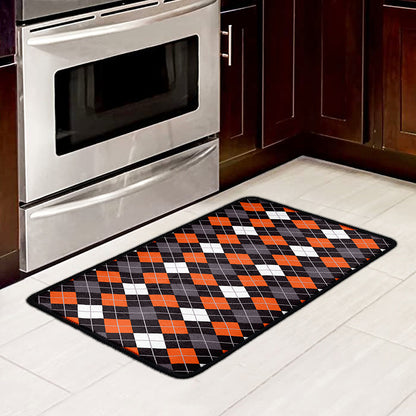 Halloween Argyle Pattern Print Kitchen Mat
