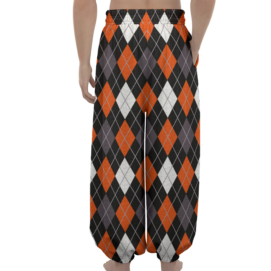 Halloween Argyle Pattern Print Lantern Pants