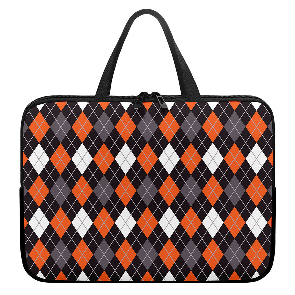 Halloween Argyle Pattern Print Laptop Sleeve With Handle