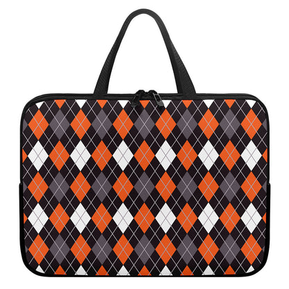 Halloween Argyle Pattern Print Laptop Sleeve With Handle