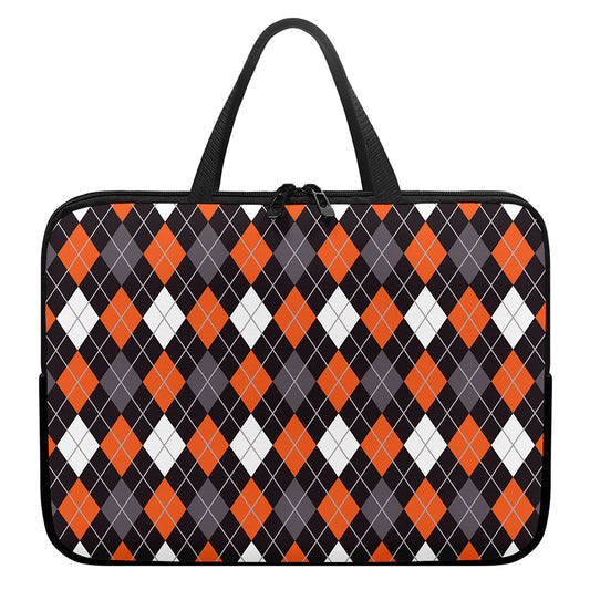 Halloween Argyle Pattern Print Laptop Sleeve With Handle