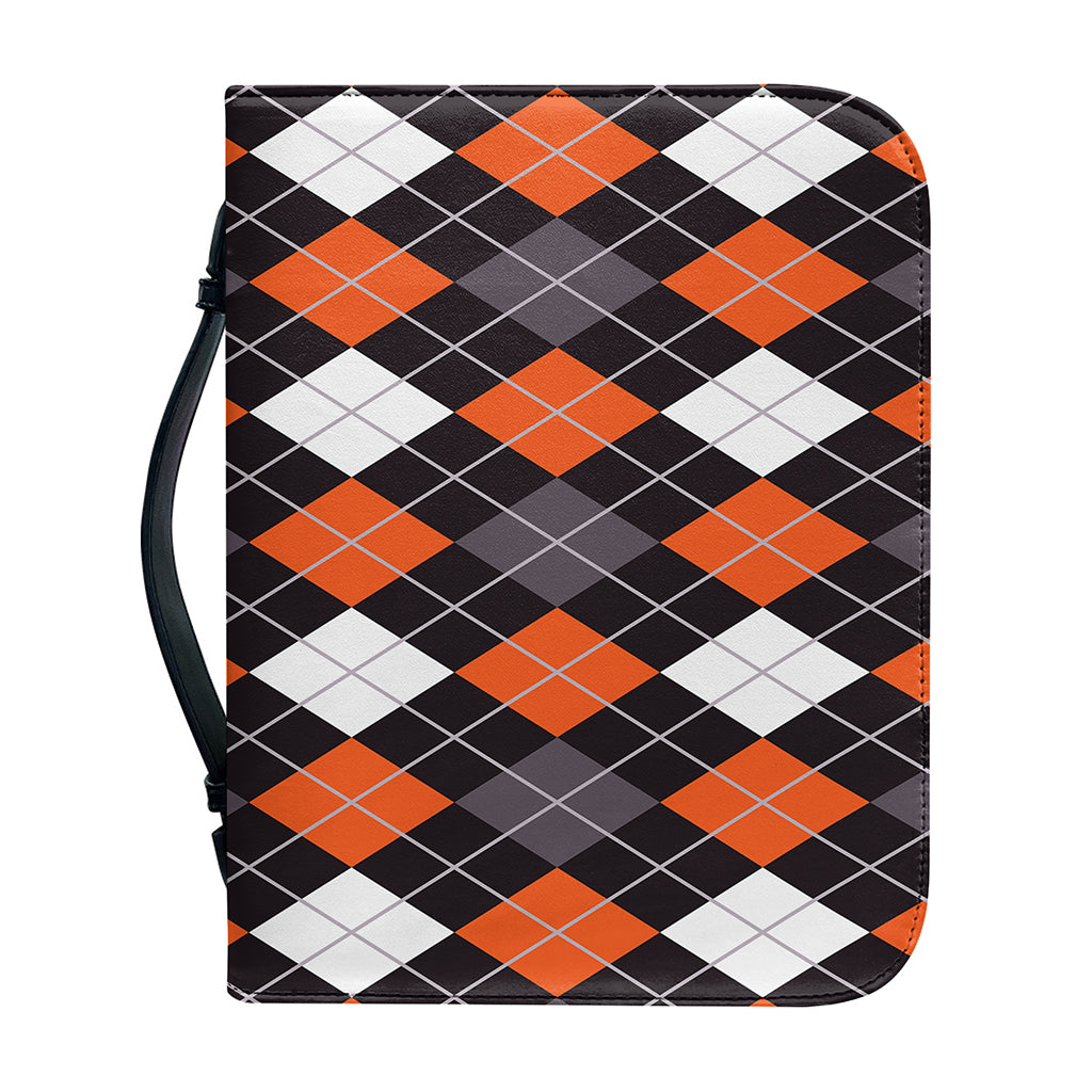 Halloween Argyle Pattern Print Leather Bible Cover