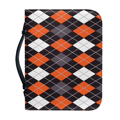 Halloween Argyle Pattern Print Leather Bible Cover