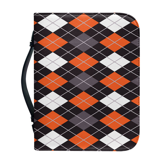Halloween Argyle Pattern Print Leather Bible Cover