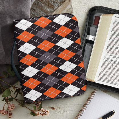 Halloween Argyle Pattern Print Leather Bible Cover