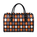 Halloween Argyle Pattern Print Leather Duffel Bag
