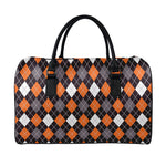 Halloween Argyle Pattern Print Leather Duffle Bag