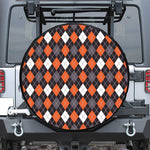 Halloween Argyle Pattern Print Leather Spare Tire Cover