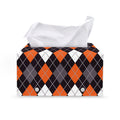 Halloween Argyle Pattern Print Leather Tissue Box Cover
