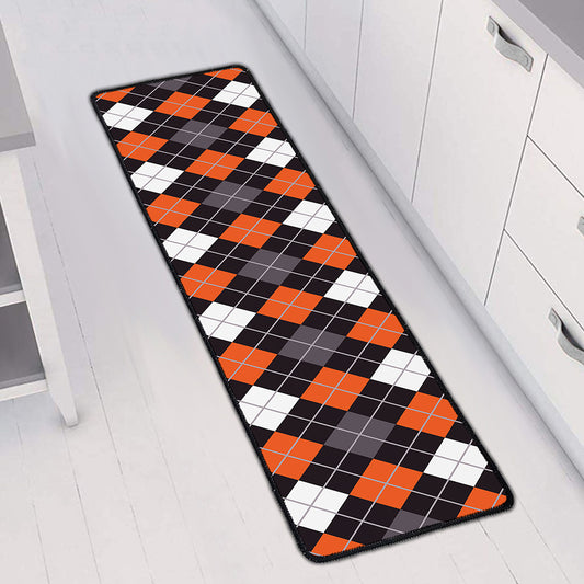 Halloween Argyle Pattern Print Long Kitchen Mat