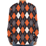 Halloween Argyle Pattern Print Long Sleeve Baseball Jersey