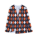 Halloween Argyle Pattern Print Long Sleeve Short Coat