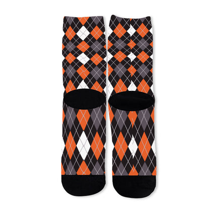 Halloween Argyle Pattern Print Long Socks