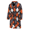 Halloween Argyle Pattern Print Men's Bathrobe