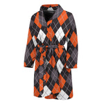 Halloween Argyle Pattern Print Men's Bathrobe