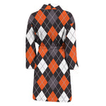 Halloween Argyle Pattern Print Men's Bathrobe