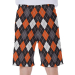 Halloween Argyle Pattern Print Men's Beach Shorts