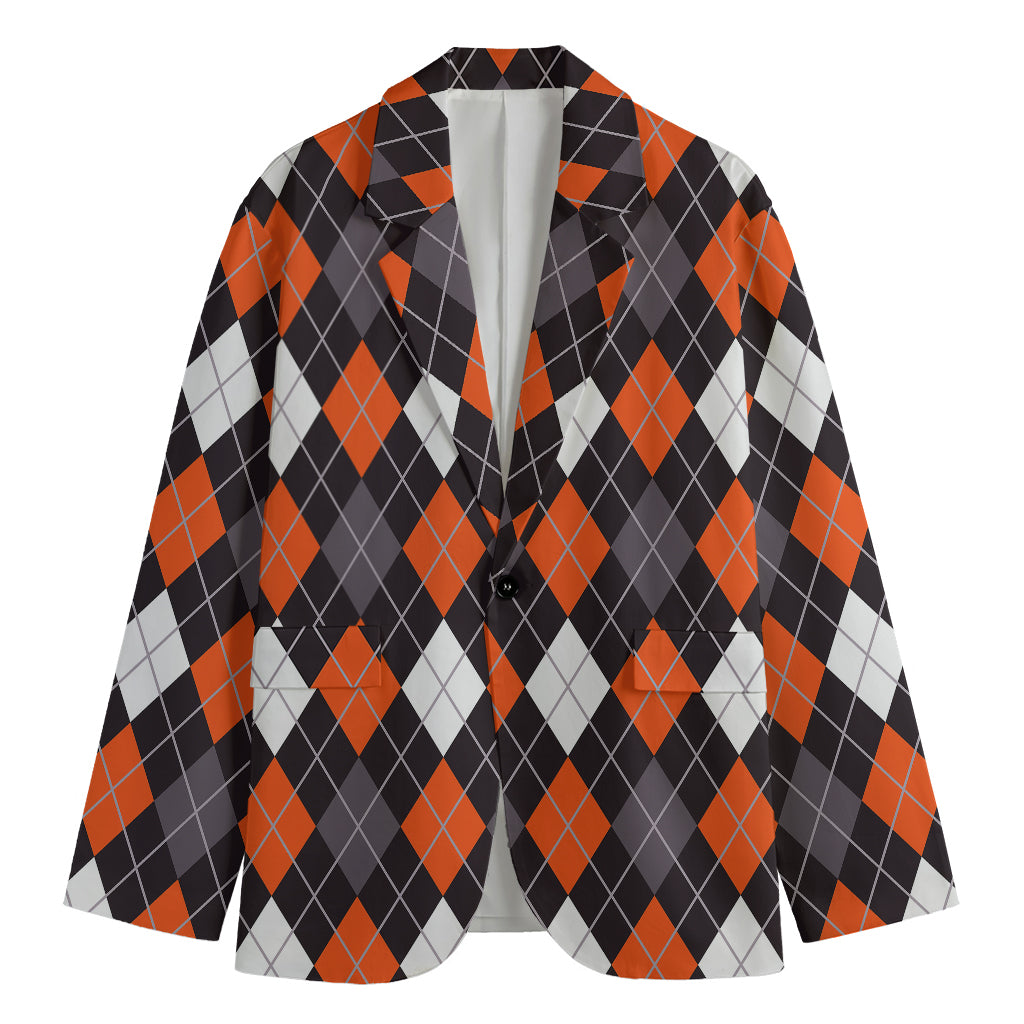 Halloween Argyle Pattern Print Men's Blazer