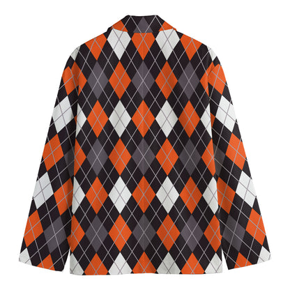 Halloween Argyle Pattern Print Men's Blazer