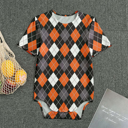 Halloween Argyle Pattern Print Men's Bodysuit