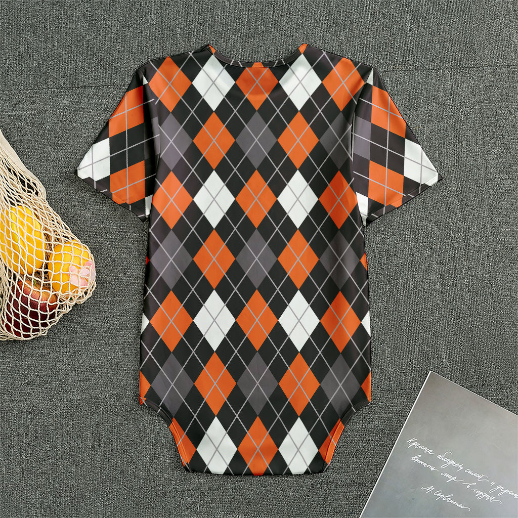 Halloween Argyle Pattern Print Men's Bodysuit
