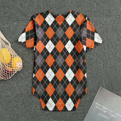 Halloween Argyle Pattern Print Men's Bodysuit