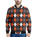 Halloween Argyle Pattern Print Men's Bomber Jacket