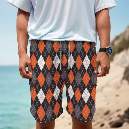 Halloween Argyle Pattern Print Men's Cargo Shorts