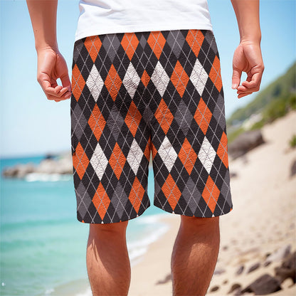 Halloween Argyle Pattern Print Men's Cargo Shorts