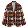 Halloween Argyle Pattern Print Men's Cotton Blazer
