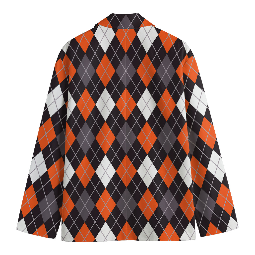 Halloween Argyle Pattern Print Men's Cotton Blazer